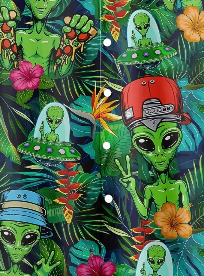 Men's Hawaiian Floral Print Button-Down Shirt Short-Sleeve Summer Vacation Clothing Sustainable Breathable