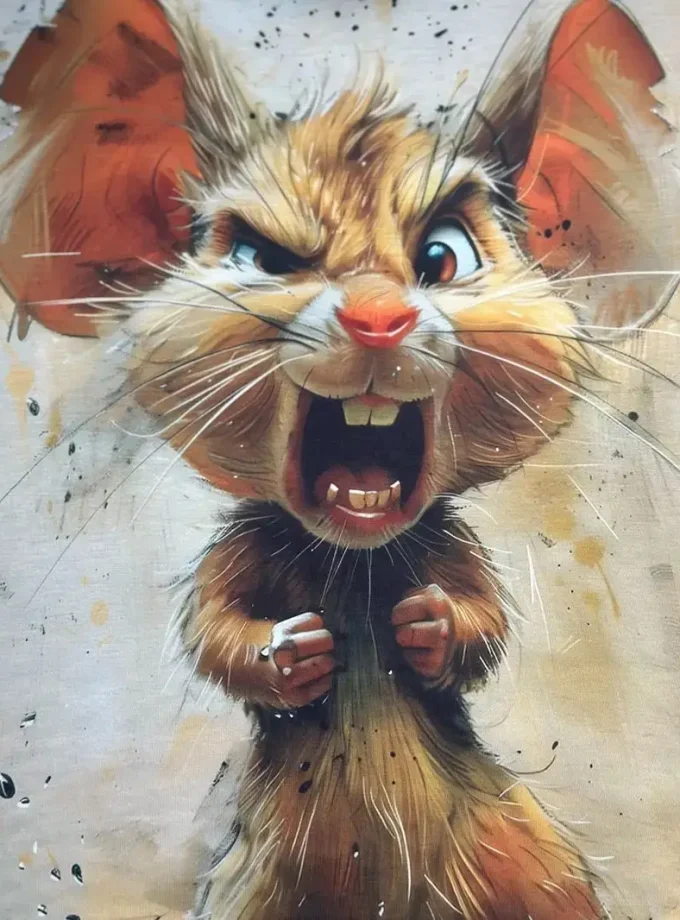 Men's 3D Digital Animation Screaming Mouse Crew Neck T-Shirt Vibrant Eye-Catching Graphic Tee Casual Events Summer Outdoors