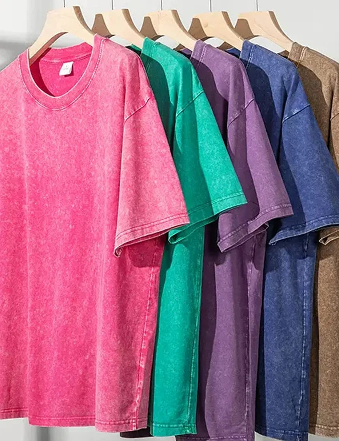 Men's Acid Wash T-Shirt Cotton Oversized Plus Size Vintage Plain Short Casual Plus Size Blank T-Shirts