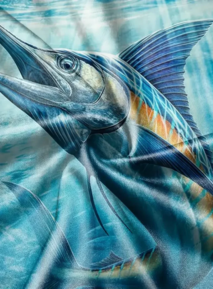 Men's Swordfish Graphic T-Shirt Summer Outdoor Clothing with 3D Digital Print Short Sleeve Slightly Stretch for Men