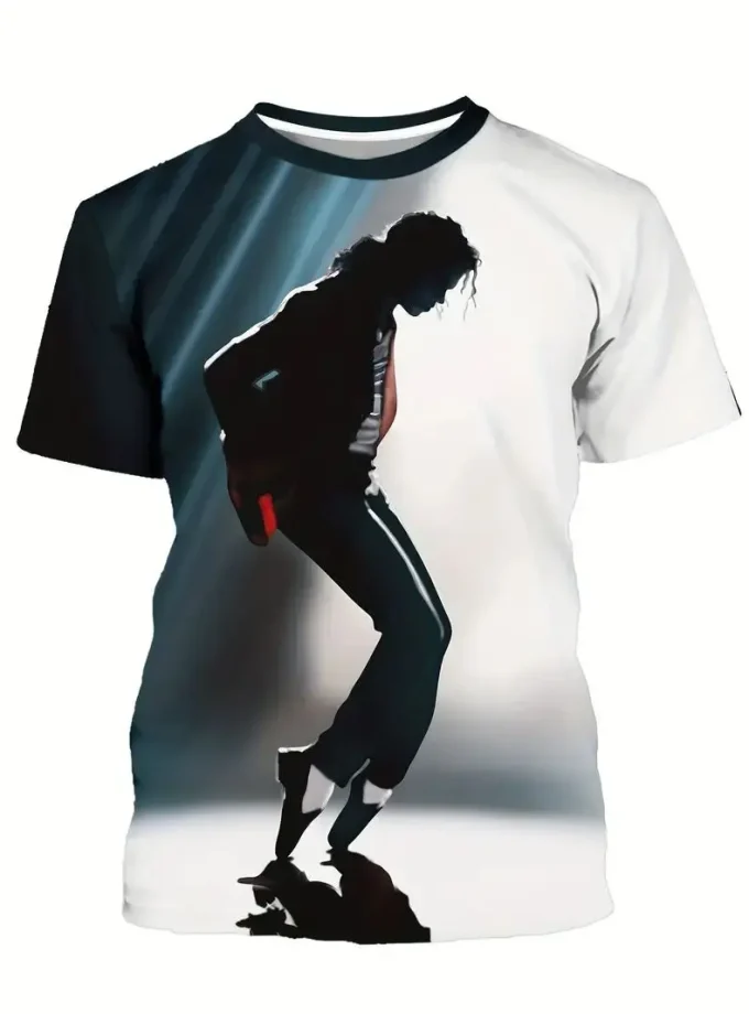 MJ Dance Digital Print Men's T-Shirt Soft Slight Stretch Crew Neck Comfortable Fit Machine Washable Polyester Blend Spandex
