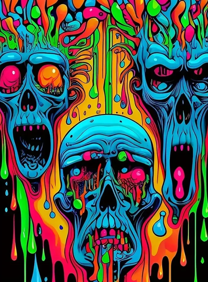 Men's Plus Size Hooded Sweatshirt Vibrant 3D Colorful Skulls Printed Soft Slight Stretch Polyester Fall Winter