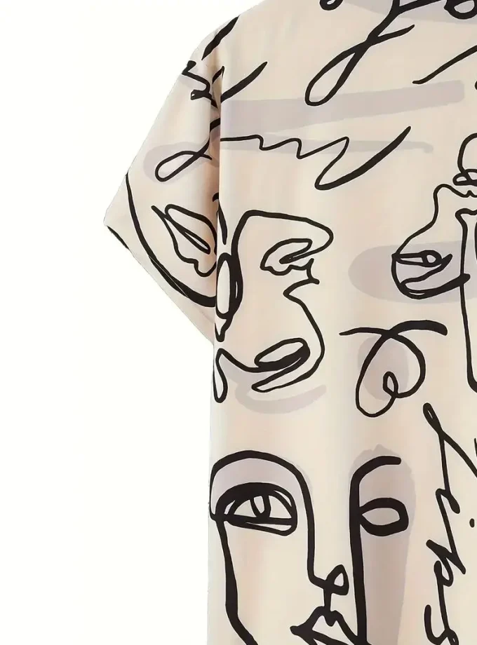 Men's Floral Abstract Pattern Short Sleeve Button-Down Shirt Breathable Sustainable Anti-Wrinkle Anti-Pilling for Casual Wear