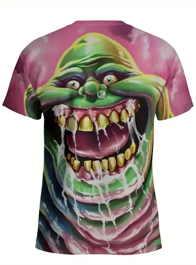 Men's Monster Graphic Print Crew Neck Short Sleeve T-Shirt digital print Fit Breathable Summer Outdoor Wear Casual Clothing