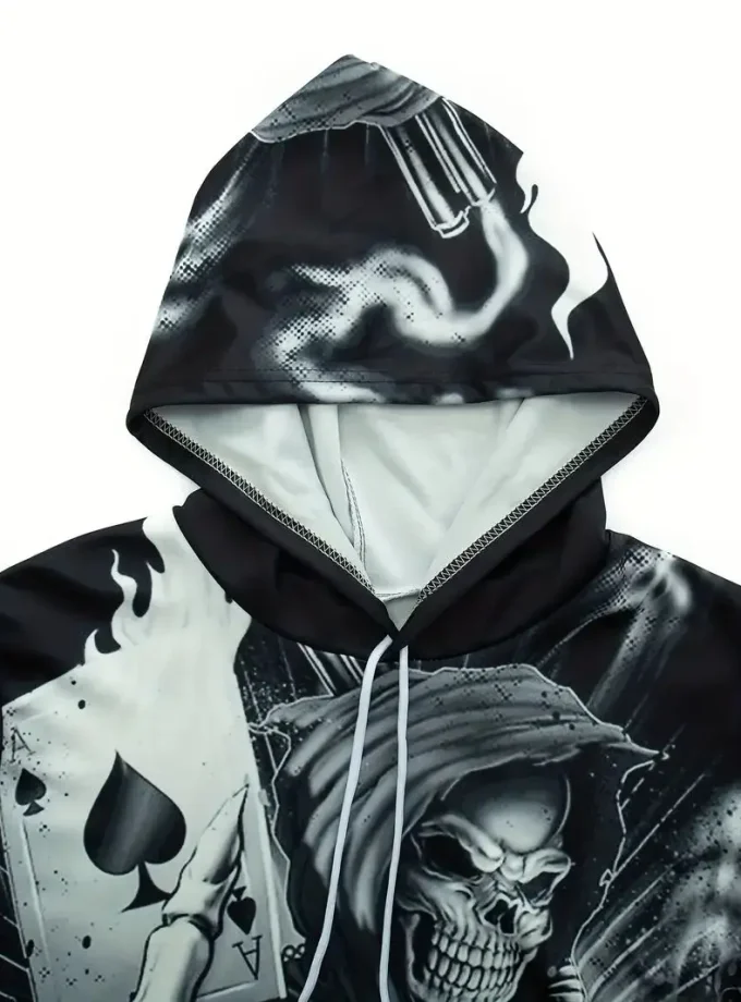 Men's Premium 3D Printed Skull Graphic Sweatshirt Fashionable Comfortable Stretch Fit Breathable Active Wear Outdoor Pullover