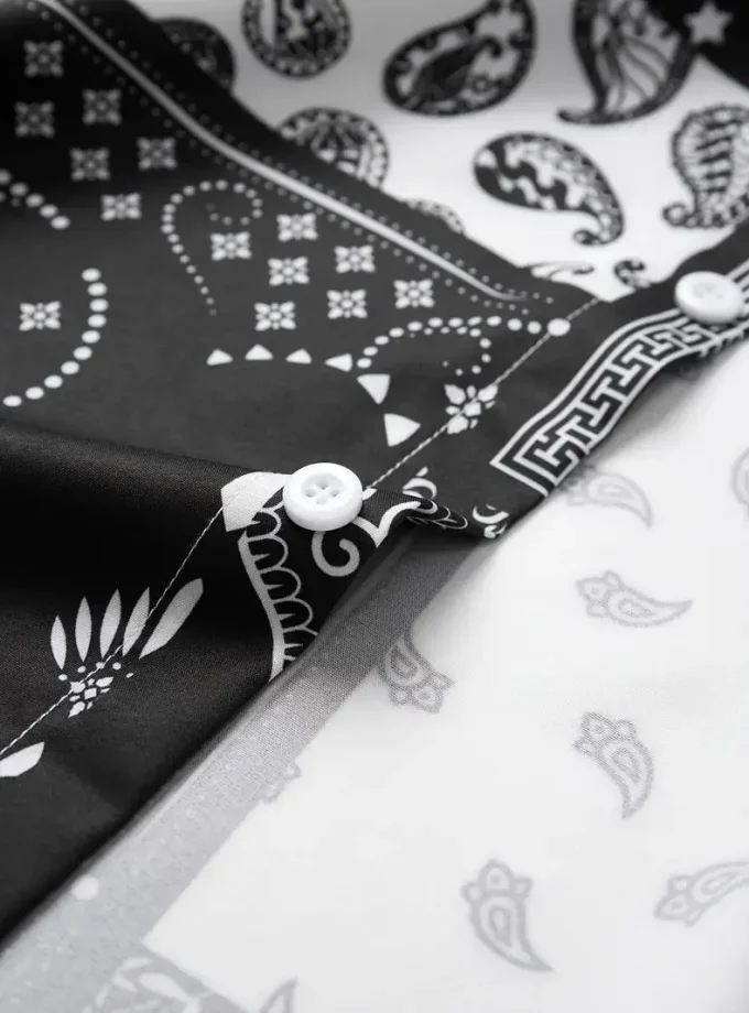 Men's Hawaiian Style Short Sleeve Shirt Special Gift Breathable Sustainable Silk Paisley Pattern XL Size for Summer Outdoor Wear