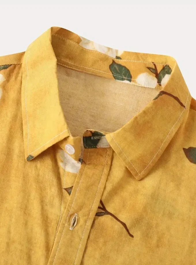 Men's Casual Slim Hawaiian Shirts 3D Floral Pattern Short Sleeve Breathable Anti-Wrinkle Anti-Shrink Sustainable for Summer