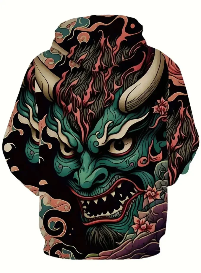 Men's Plus Size Winter Sweatshirt High Quality 3D Tiger Graphic Print Hooded Long Sleeve Pocket Fleece Washed Autumn