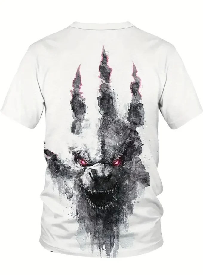 Men's Monster Claw Print Design Casual Summer T-Shirt O-Neck Crew Neck Short Sleeve for Daily Wear and Vacation Resorts