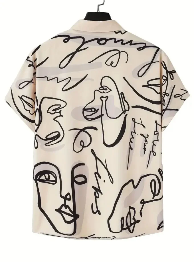 Men's Floral Abstract Pattern Short Sleeve Button-Down Shirt Breathable Sustainable Anti-Wrinkle Anti-Pilling for Casual Wear