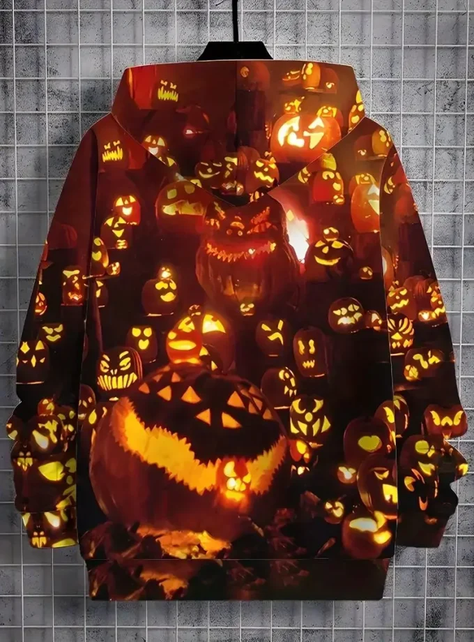 Men's Oversized Pumpkins Graphic Print Hoodie Casual Long Sleeve High Quality Sweatshirt for Outdoor XL Size