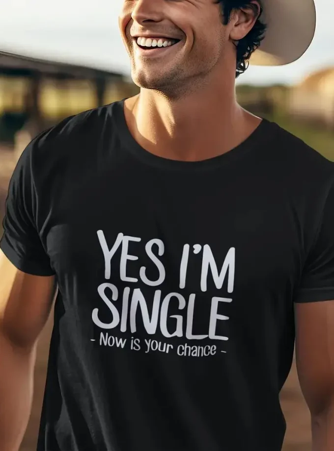 I'm single pattern Men's Short Sleeve Sports T-Shirt 3D Print Crew Neck Comfortable Versatile Spring Summer Fall Casual Knitted