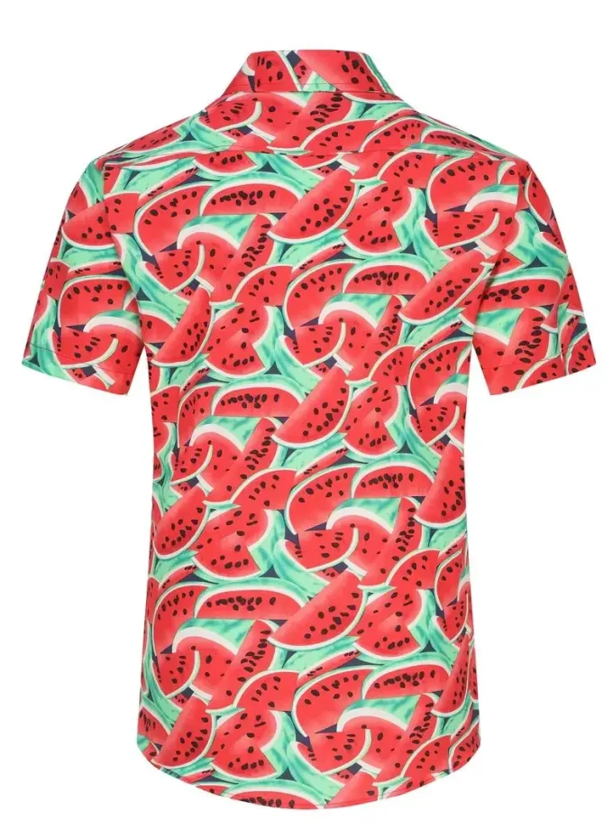 Men's Hawaiian Style Short Sleeve Button Lapel Shirt All-Over Watermelon 3D Print Breathable Sustainable Summer Resort Holidays