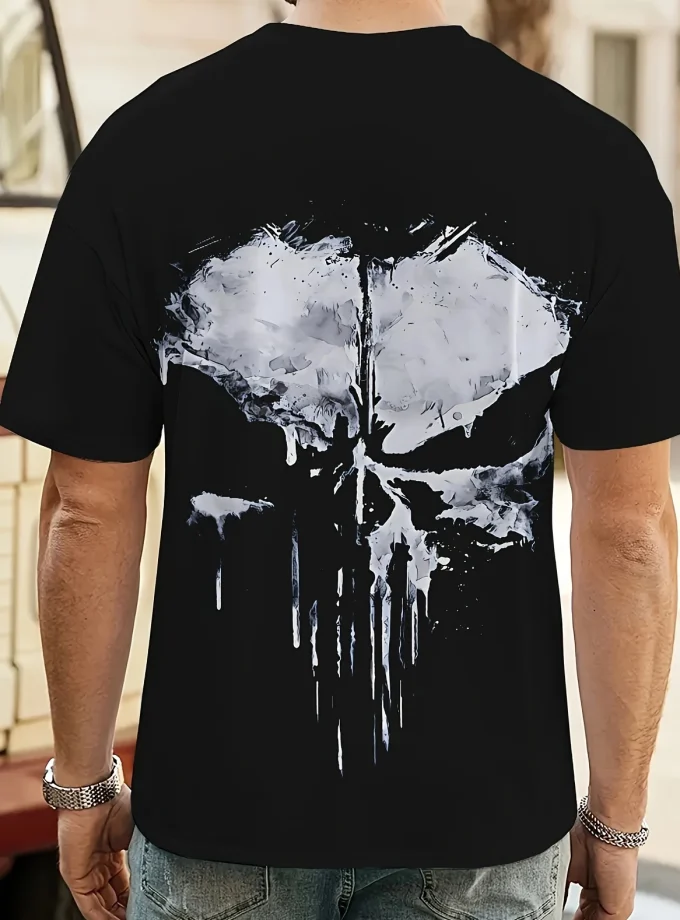Men's 3-D Printed T shirts Skull Graphic Tee Crew Neck Short Sleeve Comfortable High Vintage Street Wear Breathable For Men