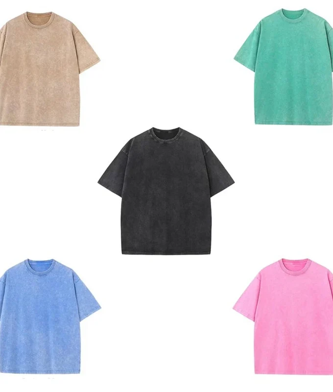 Men's Acid Wash T-Shirt Cotton Oversized Plus Size Vintage Plain Short Casual Plus Size Blank T-Shirts