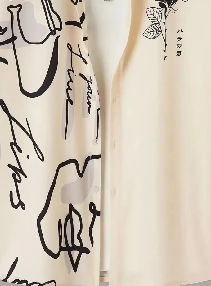 Men's Floral Abstract Pattern Short Sleeve Button-Down Shirt Breathable Sustainable Anti-Wrinkle Anti-Pilling for Casual Wear