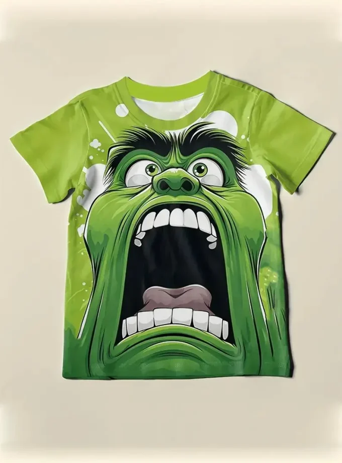 Men's Casual T-Shirt Monster Graphic Print Plus size Comfortable Lightweight Jersey Short Sleeves Crew Neck Oversized Everyday