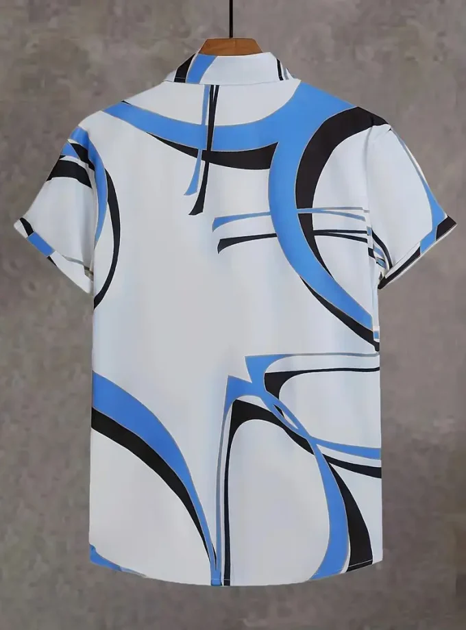 Men's Casual Summer-Ready Shirt Unique Floral Black Cat and Coconut Tree Print Comfortable Everyday Wear Stylish Vacation Gift