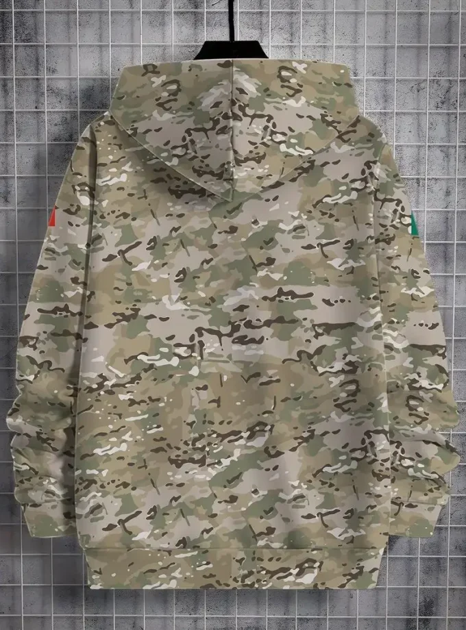 Men's Oversized Crocheted Long Sleeve Hoodie Eagle Camouflage digital Graphic Print Casual Outdoor Sweatshirt 3D Pattern