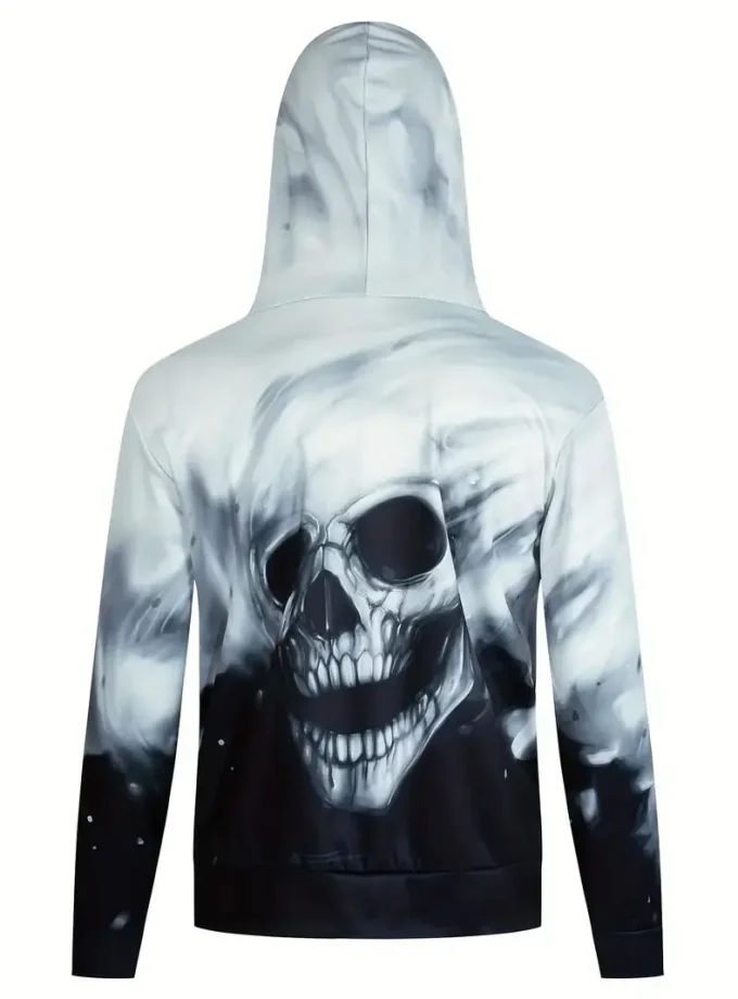 Men's Premium 3D Printed Skull Graphic Hoodie Fashionable Outdoor pullover hoodie Comfortable Stretch Fit Breathable Active