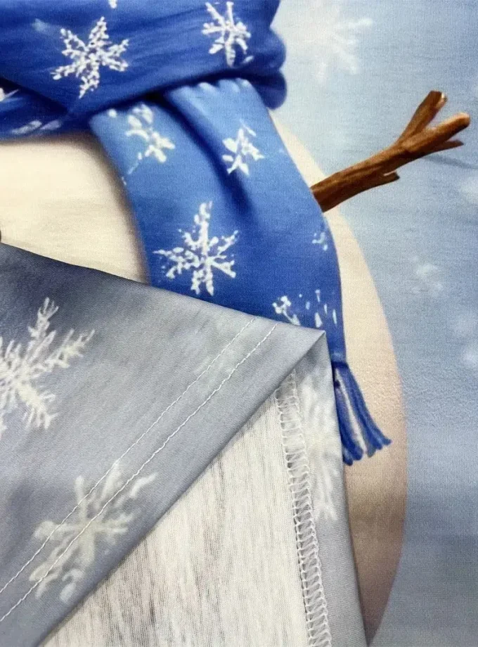 Men's Casual Christmas Snowman Print T-Shirt Summer Fashion Adult Top Regular Fit Polyester Knit Fabric Short Sleeve Neck