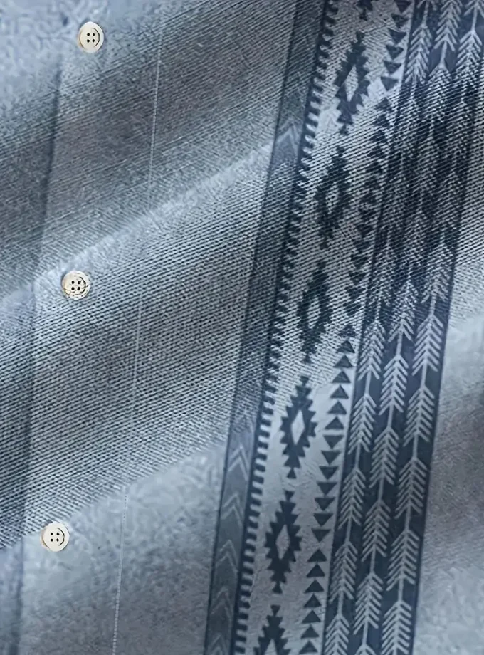 Men's Retro Style Hawaiian Shirt with 3D Stripe Print Breathable Short Sleeve Casual Shirt for Summer Vacation