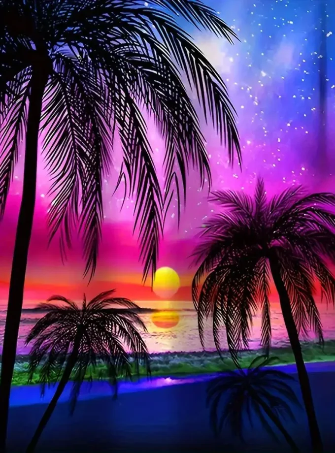 Men's Casual Summer Button-Down Shirt 3D Sunset Beach Floral Print Breathable Sustainable Short Sleeve Lapel Design for Vacation