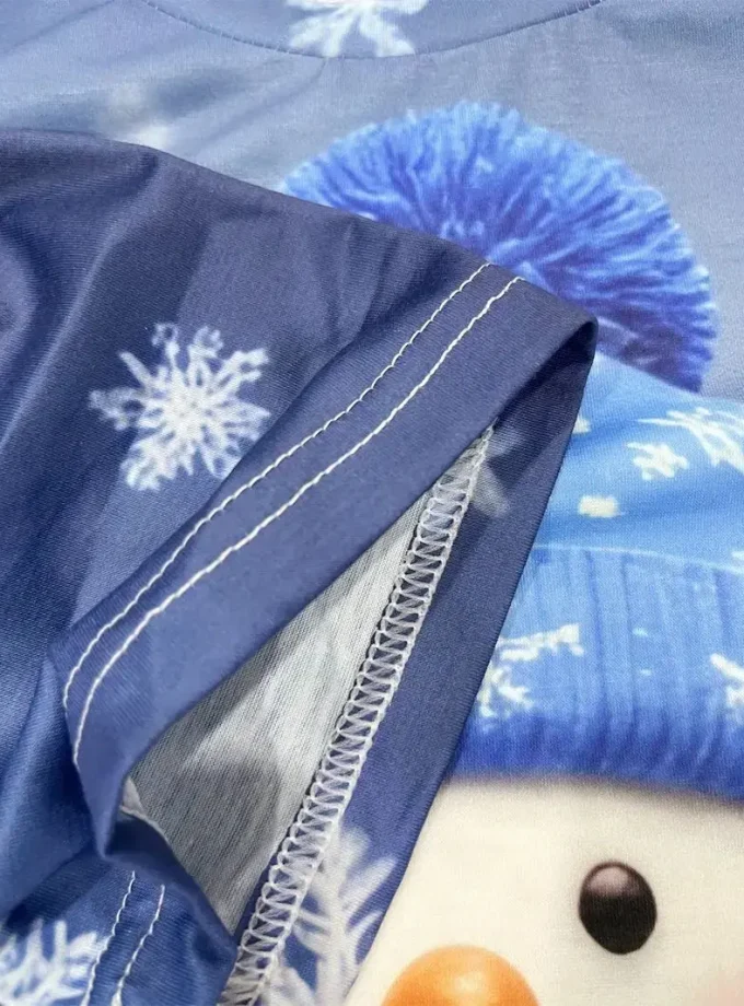 Men's Casual Christmas Snowman Print T-Shirt Summer Fashion Adult Top Regular Fit Polyester Knit Fabric Short Sleeve Neck