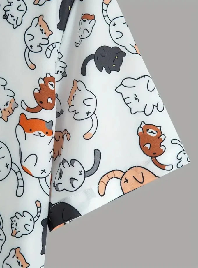 Men's Plus Size Casual Short Sleeve Button-Up Collar Shirt 3D Skull Print Crocheted Breathable Polyester Halloween shirt