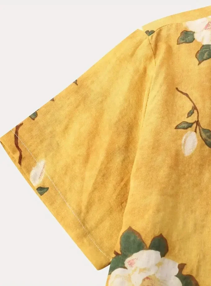 Men's Casual Slim Hawaiian Shirts 3D Floral Pattern Short Sleeve Breathable Anti-Wrinkle Anti-Shrink Sustainable for Summer