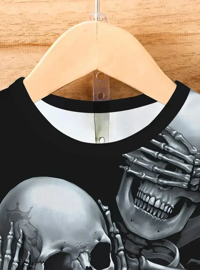 Men's Graphic Skull Print tshirt men's horror Short Sleeve Crew Neck T-Shirt Comfortable Everyday Wear for Outdoor Activities