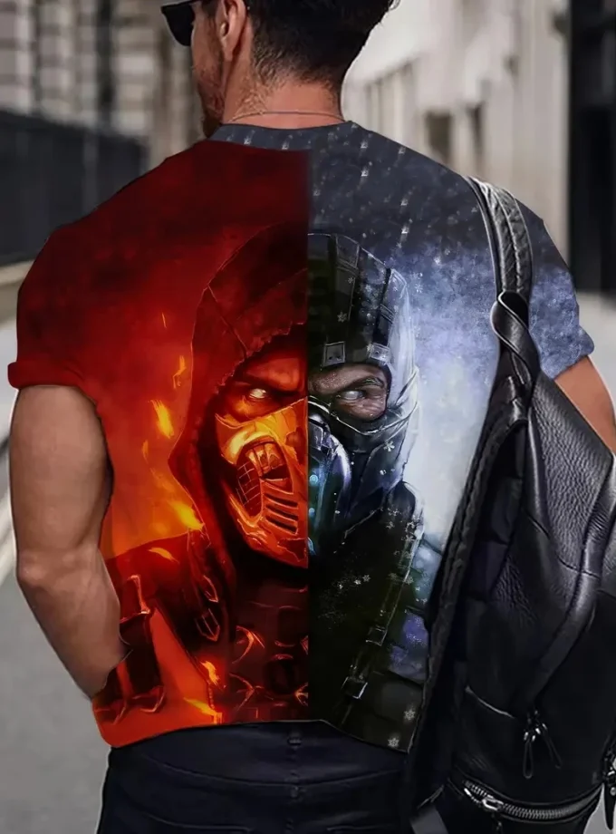 Men's 3D Printing T-shirt Crocheted with 120 Grams Japanese Ninja Style Photo Print Pattern Hot Sale T-shirt