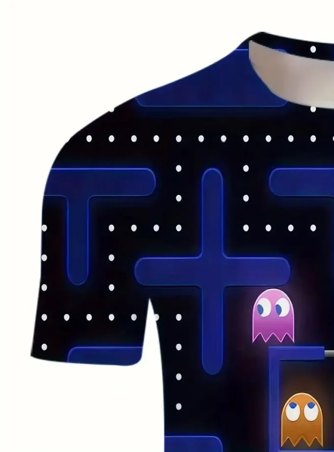 Men's 3D Printed Geometric Pattern T-Shirt Crew Neck Short Sleeve Soft Slight Stretch Polyester Maze Design Regular Fit Summer