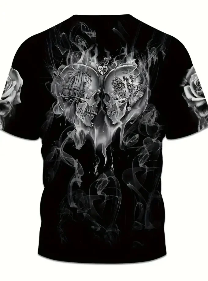 Men's Casual T-Shirt with Skulls 3D printed Pattern Knitted short sleeves Crew Neck Crew for Outdoor Crocheted Fabric