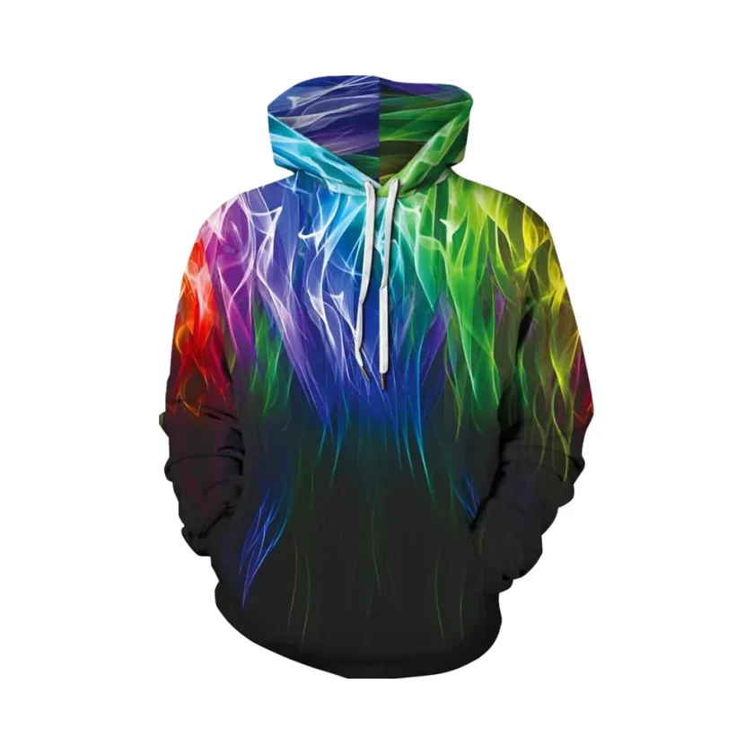 Men's Oversized Pullover Hoodie 3D Printed Solid Pattern Sweatshirt with Pockets Cool Outfits for Winter