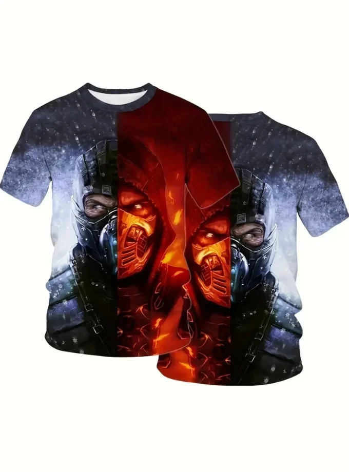 Men's 3D Printing T-shirt Crocheted with 120 Grams Japanese Ninja Style Photo Print Pattern Hot Sale T-shirt