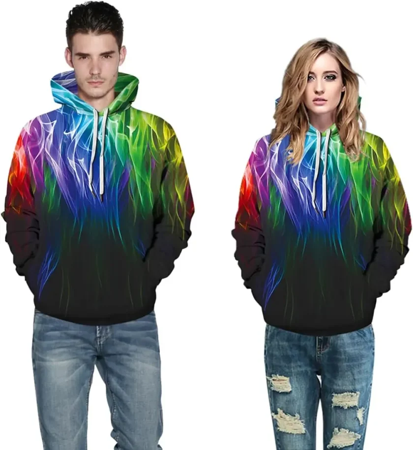 Men's Oversized Pullover Hoodie 3D Printed Solid Pattern Sweatshirt with Pockets Cool Outfits for Winter - Image 4