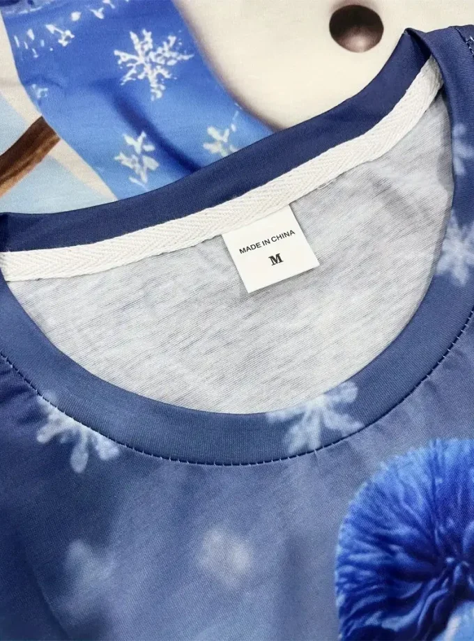 Men's Casual Christmas Snowman Print T-Shirt Summer Fashion Adult Top Regular Fit Polyester Knit Fabric Short Sleeve Neck