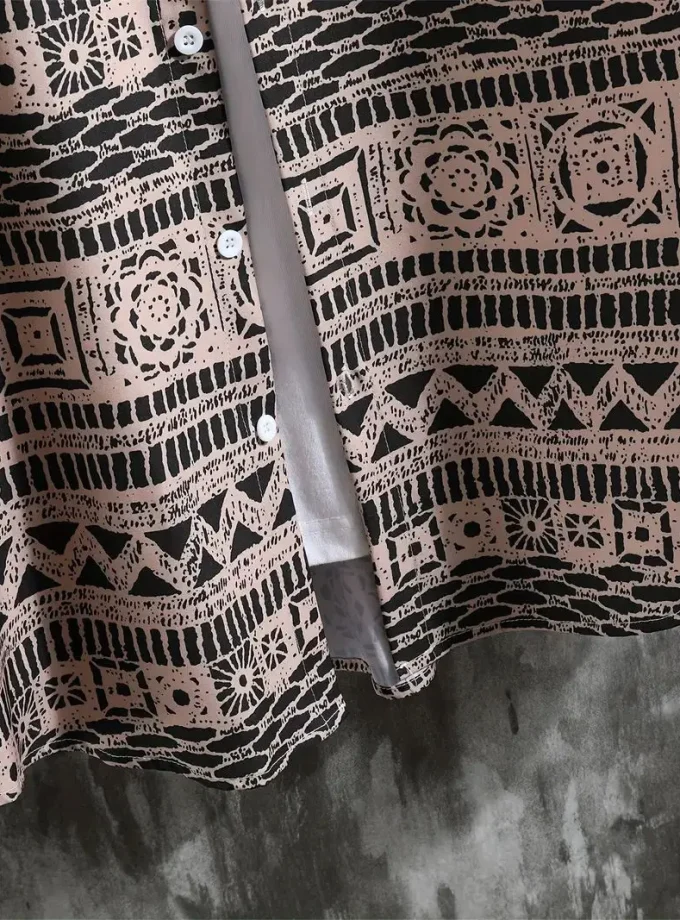 Men's Ethnic Floral Geometric Pattern Print Casual Button Shirt Short Sleeve Lapel Top for Summer Daily Wear Vacation Resorts