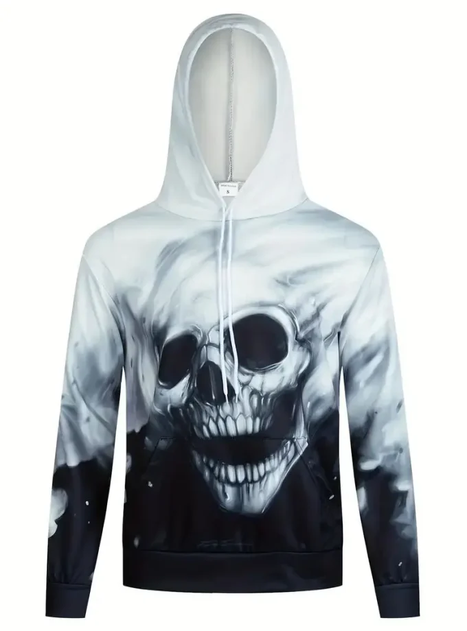 Men's Premium 3D Printed Skull Graphic Hoodie Fashionable Outdoor pullover hoodie Comfortable Stretch Fit Breathable Active