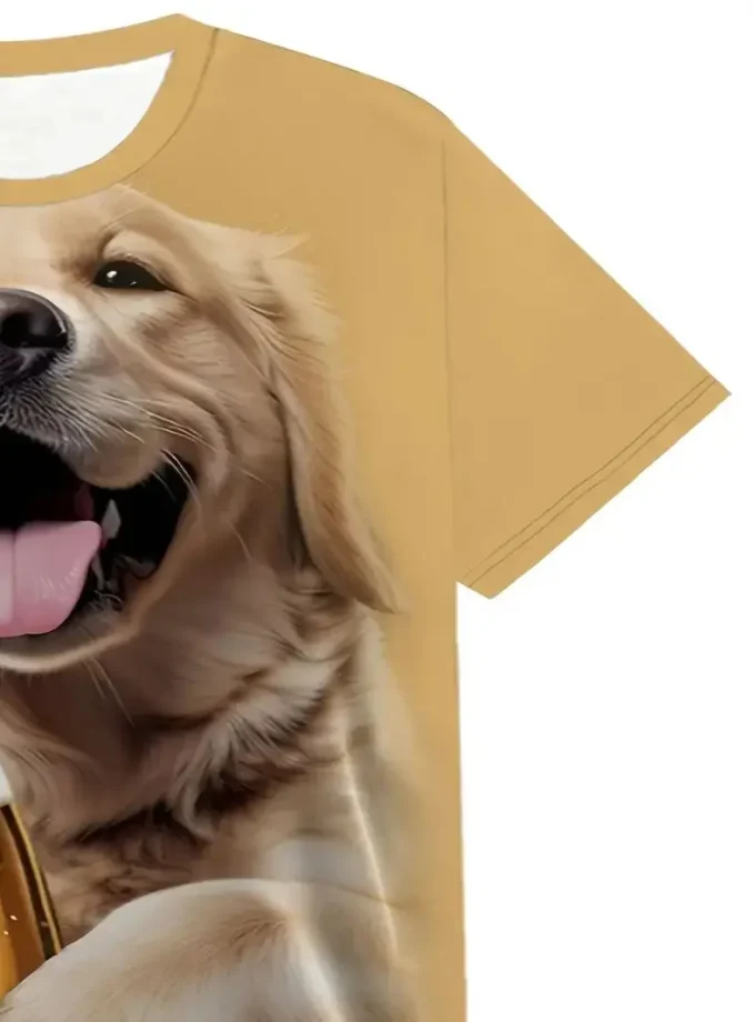 Men's Casual Unisex Dog Print Sports T-Shirt High Quality Stretch round Neck Tee Summer Oversized Short Length Fashion Design