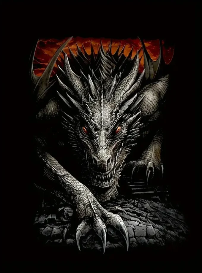 Men's Plus Size Dragon 3D Printed Hoodie Soft Slight Stretch Polyester Pullover Sweatshirt Drawstring Hood Long Sleeves Casual