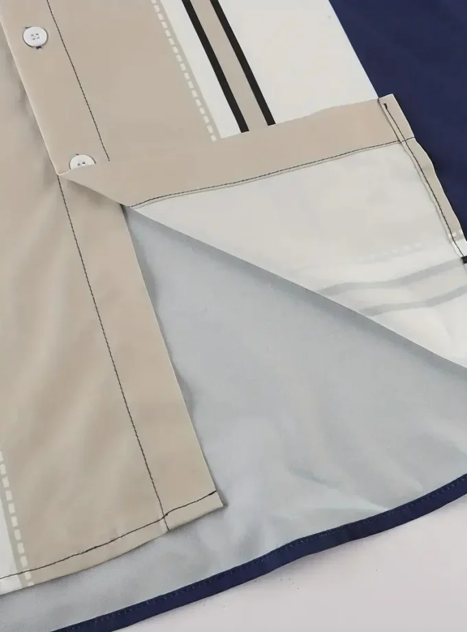 Men's Formal Casual Slim Fit Dress Shirt Polyester Cotton Color Block Vertical Striped Design Button Embroidered Technics