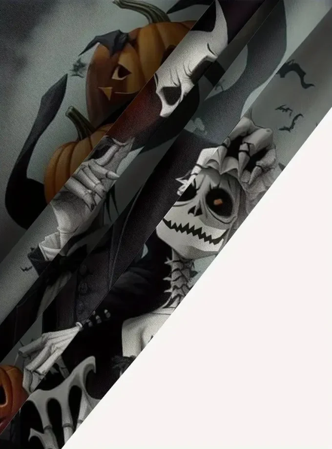 Men's Plus Size Casual Short Sleeve Button-Up Collar Shirt 3D Skull Print Crocheted Breathable Polyester Halloween shirt