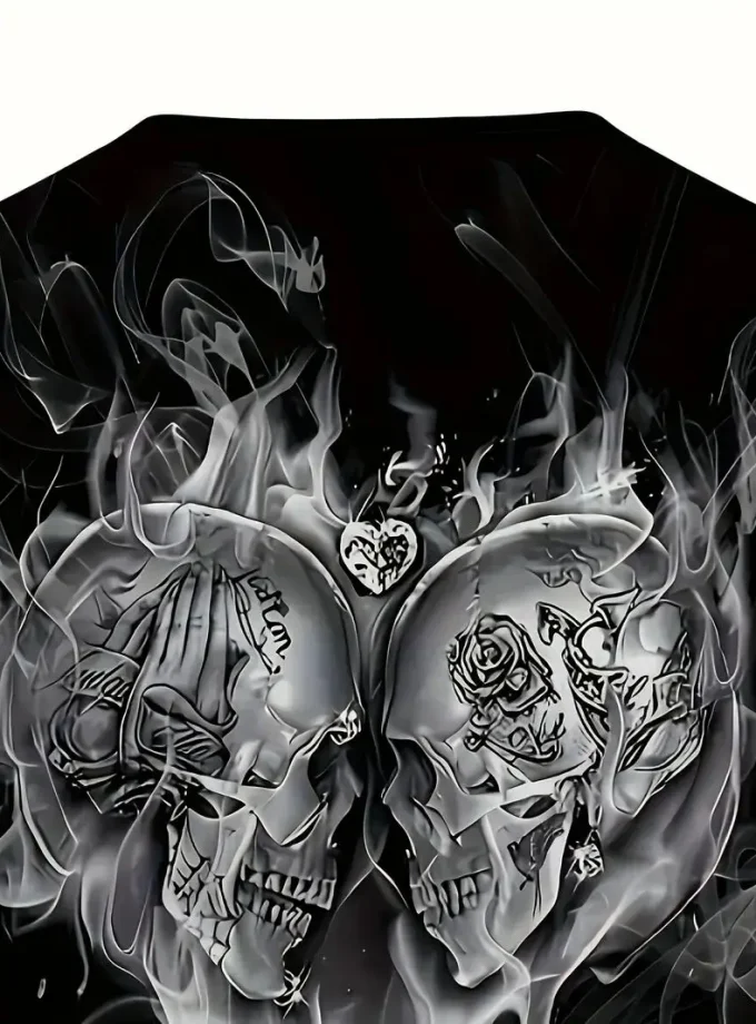 Men's Casual T-Shirt with Skulls 3D printed Pattern Knitted short sleeves Crew Neck Crew for Outdoor Crocheted Fabric