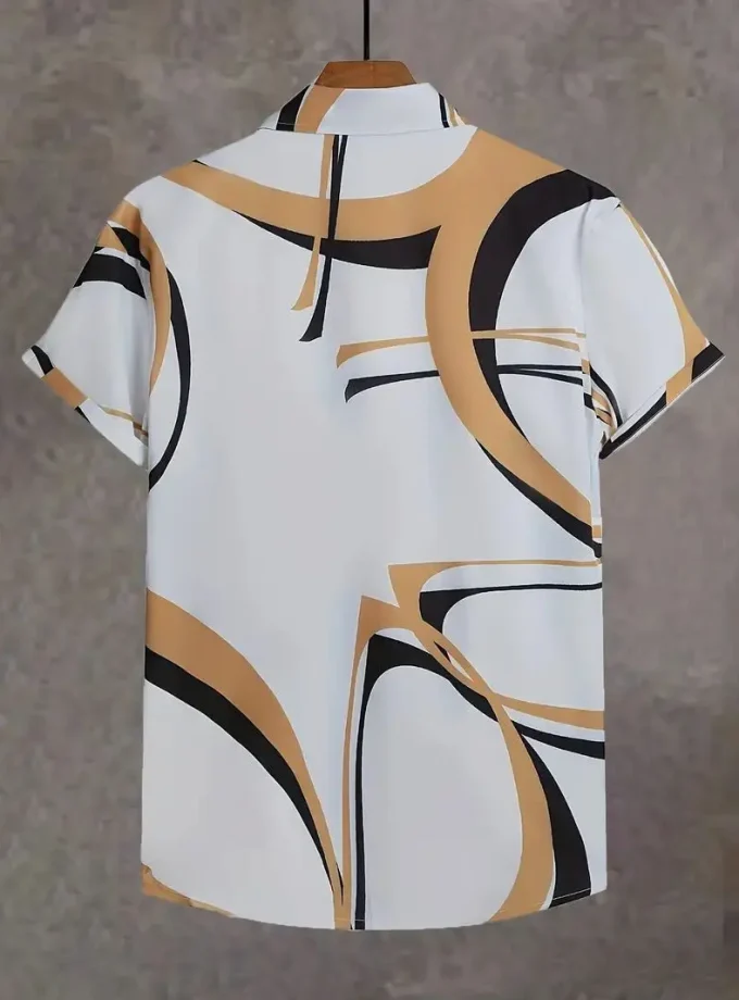 Men's Casual Summer-Ready Shirt Unique Floral Black Cat and Coconut Tree Print Comfortable Everyday Wear Stylish Vacation Gift