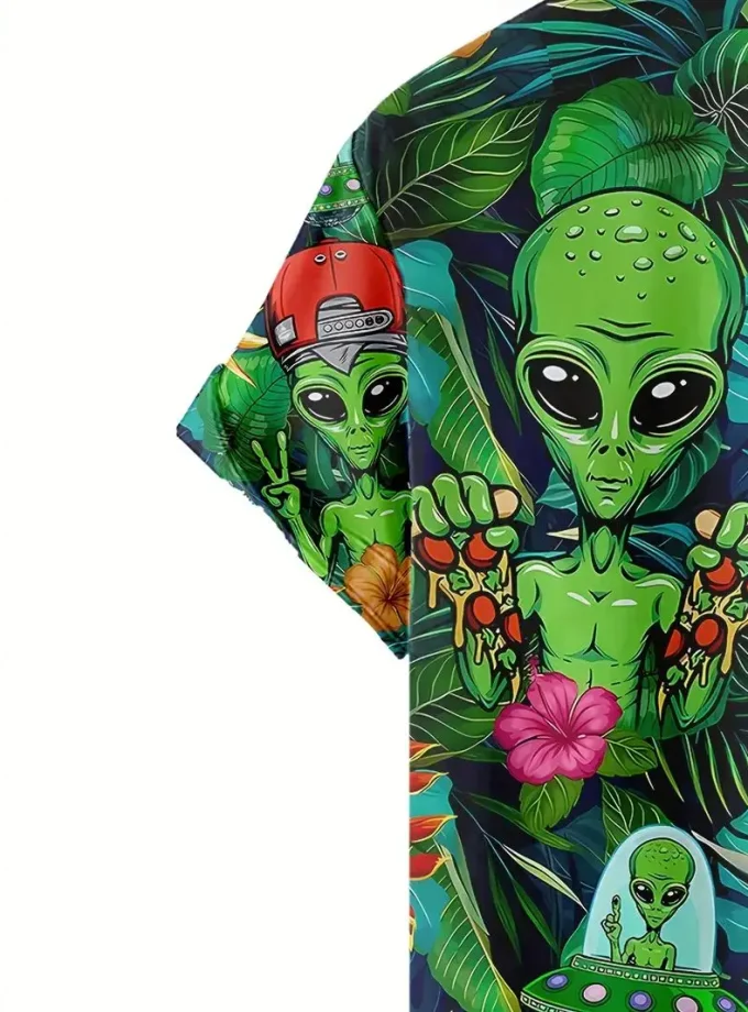 Men's Hawaiian Floral Print Button-Down Shirt Short-Sleeve Summer Vacation Clothing Sustainable Breathable