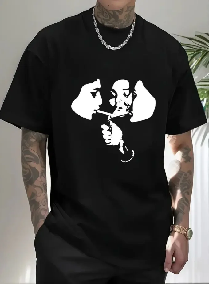 Men's Casual polyester T-Shirt Summer Crew Neck Soft Slight Stretch Fabric Alphabets Pattern Machine Washable Regular Fit Hot