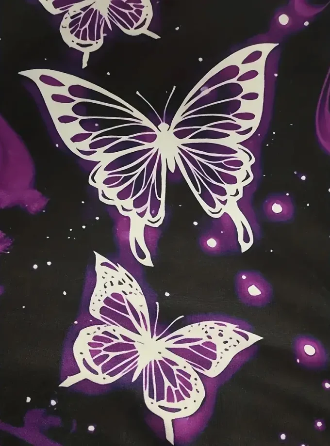 Men's Plus Size Casual pullover Hoodie Drawstring Handy Pockets Fashionable Long Sleeve Sweatshirt Stylish Butterfly Print