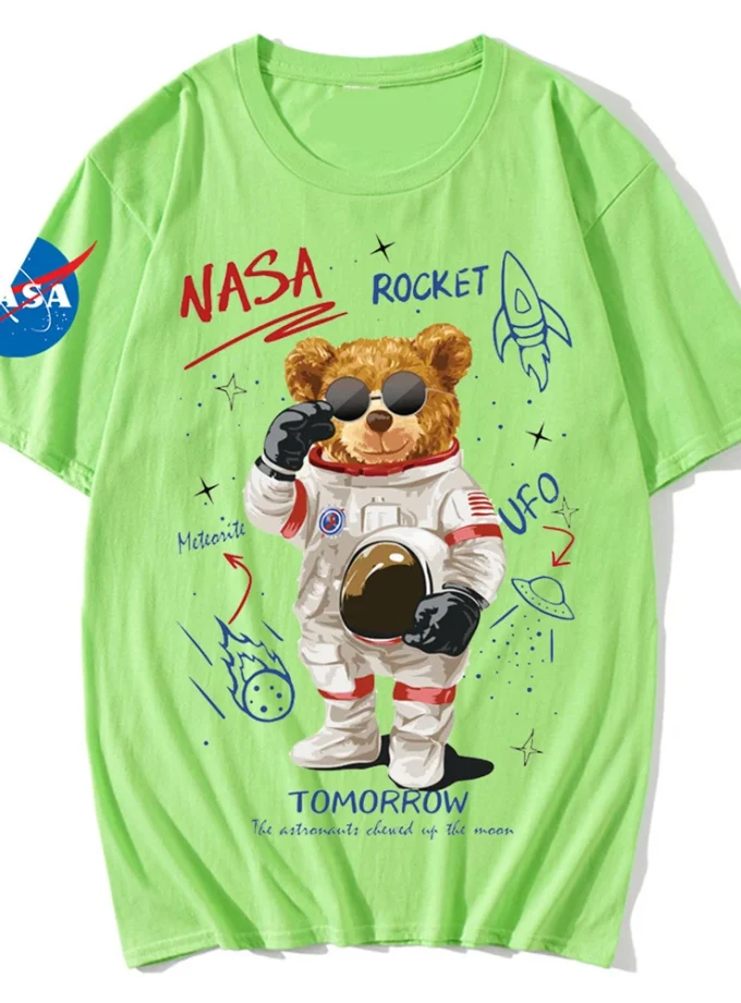 Men's 3D Printed T-shirt with Cartoon Bear Graffiti Toy Bear Pattern V-Neck Short Sleeve Chic Knitted Fabric